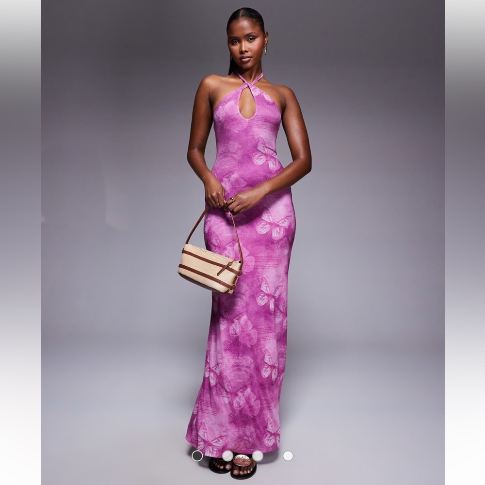 Princess Polly Nathaleia halterneck keyhole detail open back maxi dress